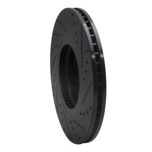 Hyundai Veracruz Brake Rotor (1) - Front Left - R1 Concepts - Drilled & Slotted - Black - `07-`12